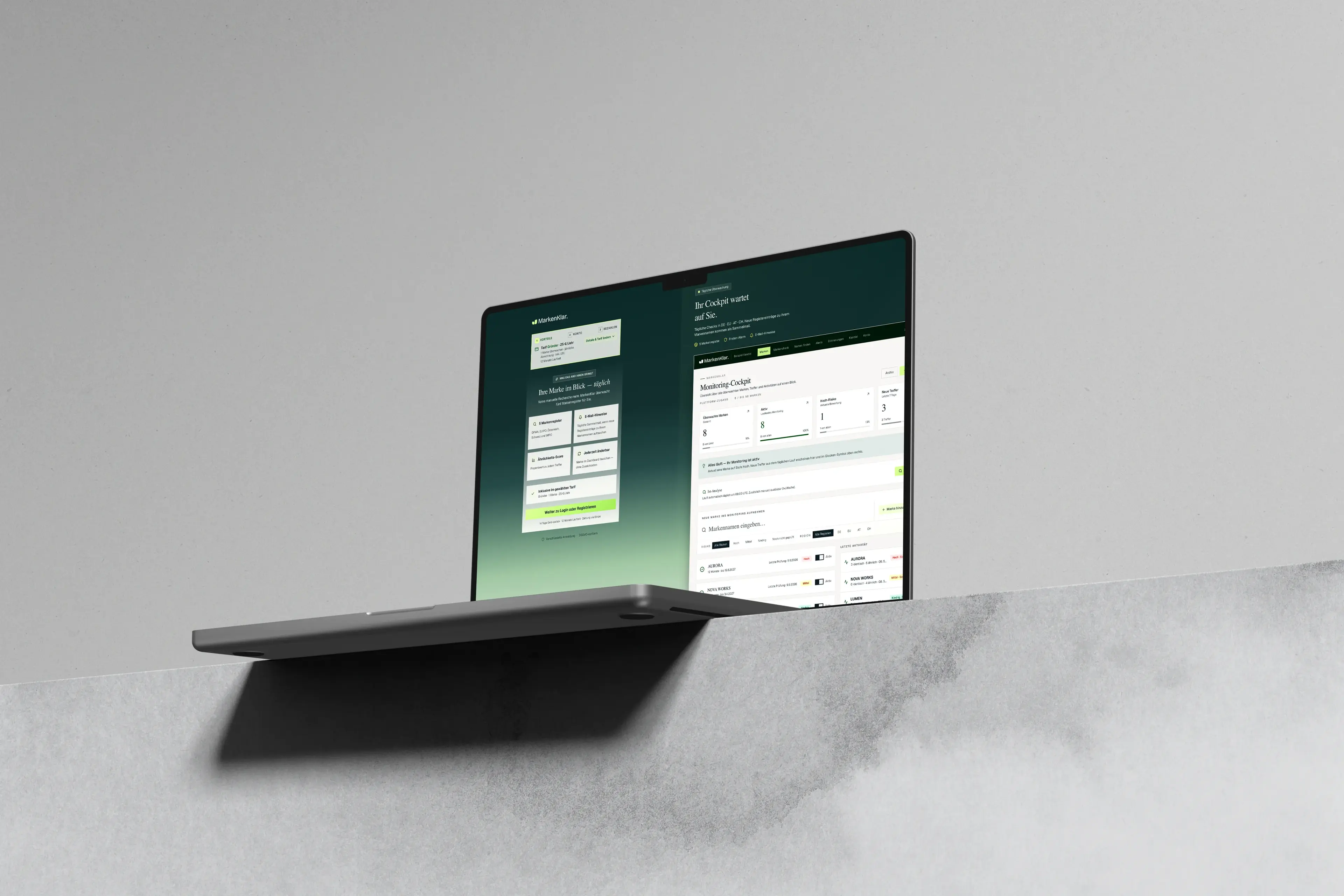 MarkenKlar Plattform — Dashboard & Monitoring